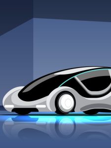 Electric automobile modern style is Charging in Garage power st